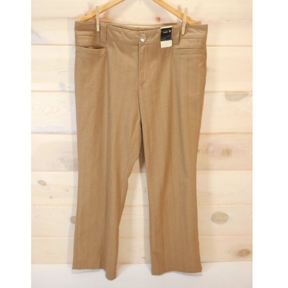 Venezia Women's size 16 Dress Pants Tan Pinstripe Stretch Careerwear Office NWT - Picture 1 of 9